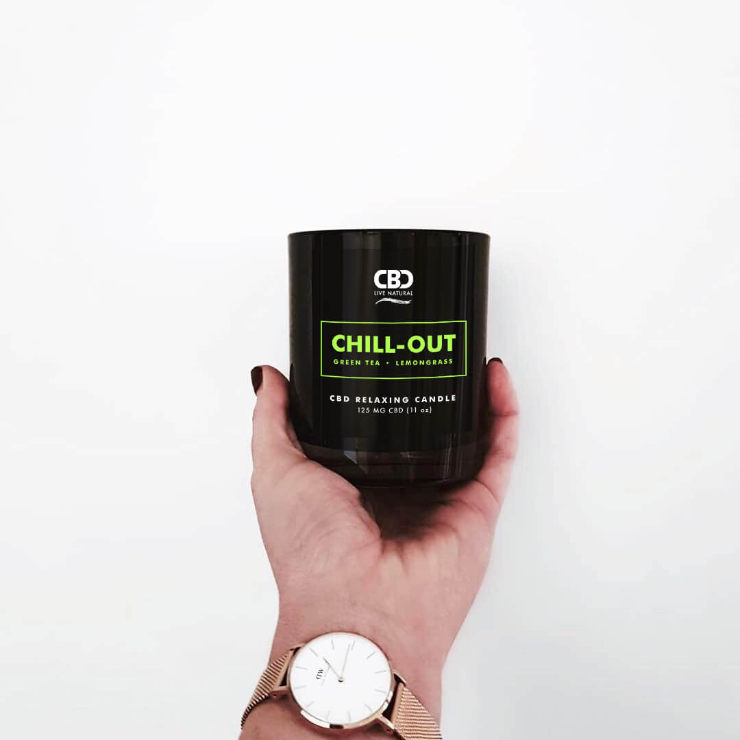 Chill out candle held in someone's hand